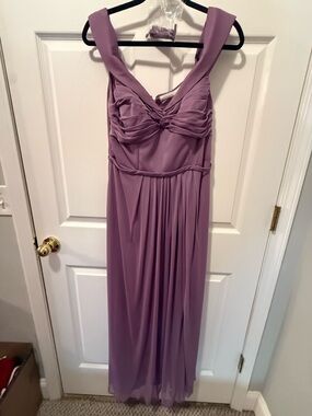 Azazie Lilac Chiffon Twisted Bodice Maxi Dress